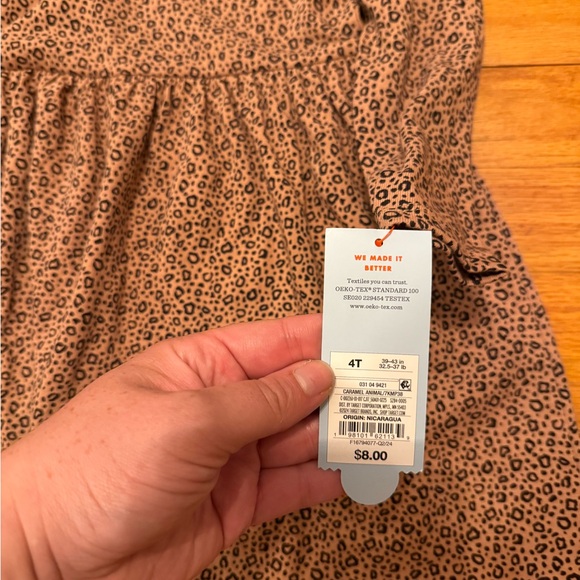 Cat & Jack Brown Cream Bishop Sleeve Sundress - Picture 2 of 2